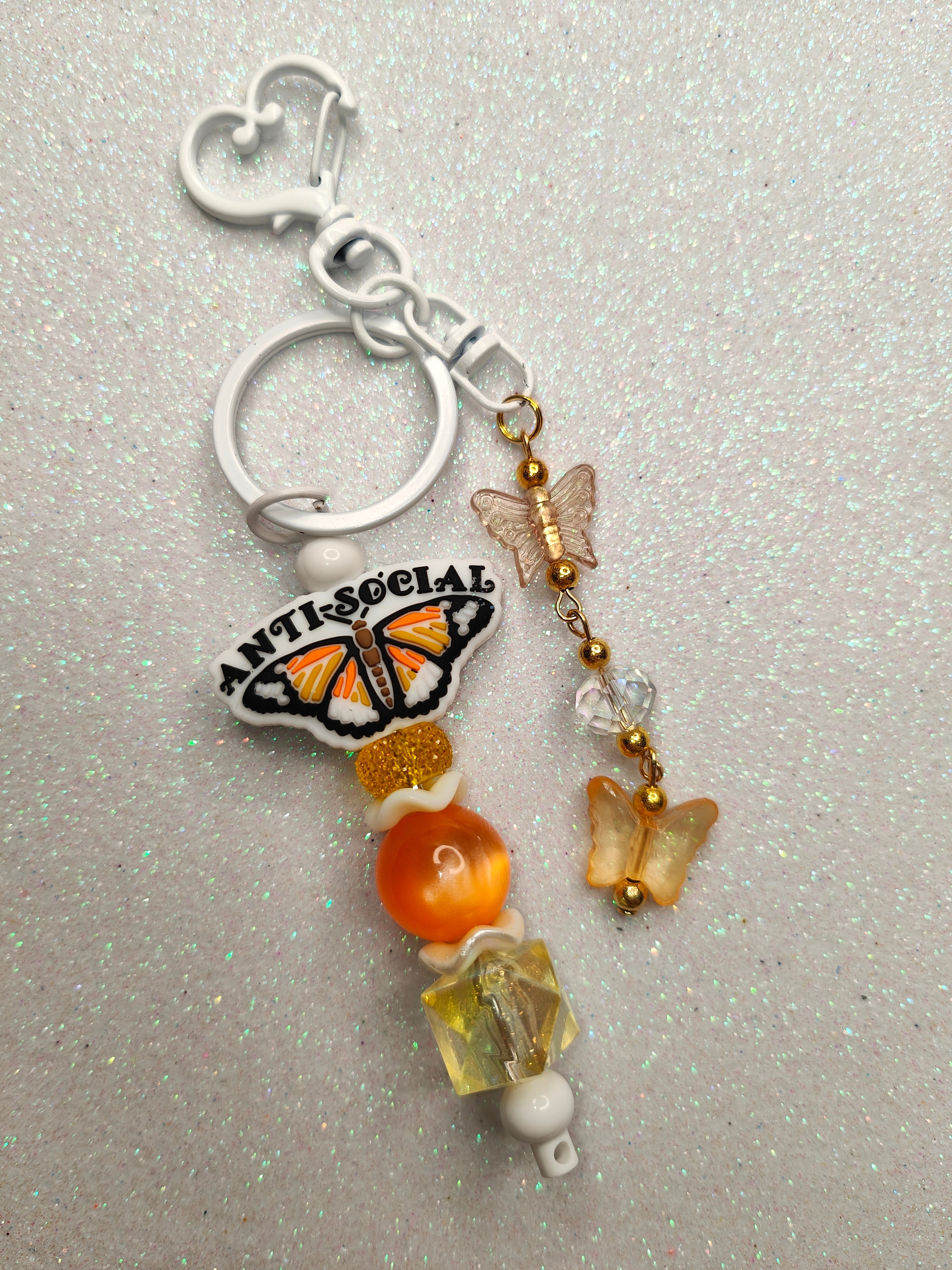 Antisocial Butterfly Bag Charm/Keychain