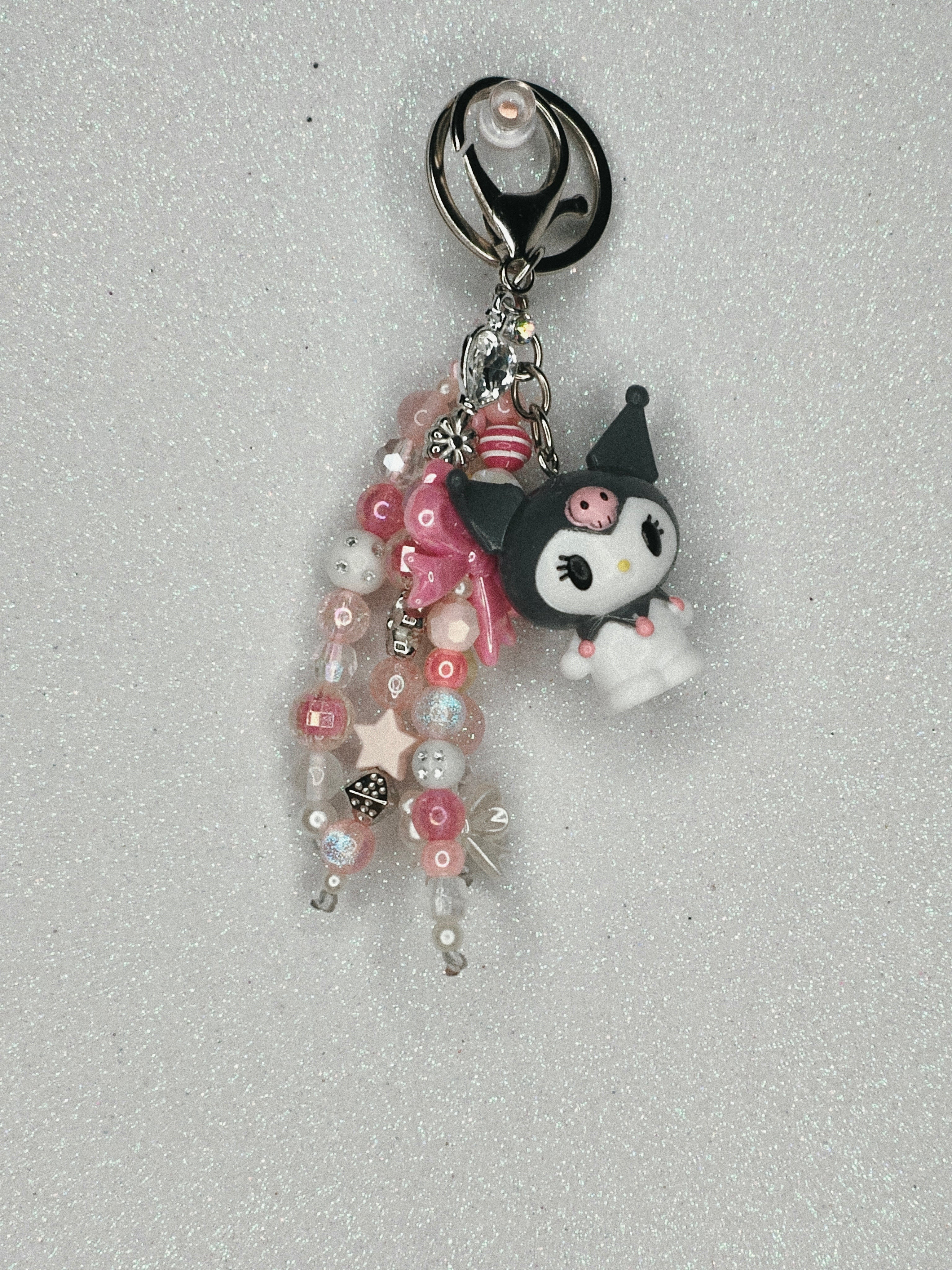 Pink & White Bag Charm/Key Chain