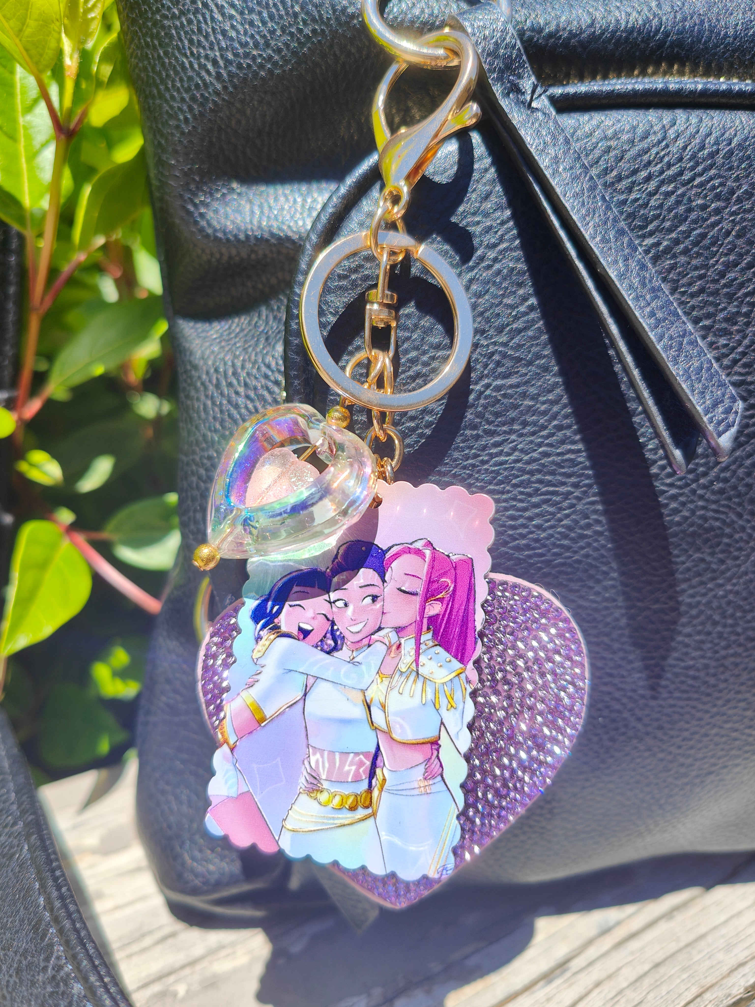 Purple KPop Sparkle Heart Keyring