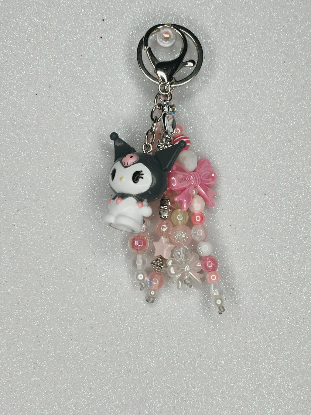 Pink & White Bag Charm/Key Chain