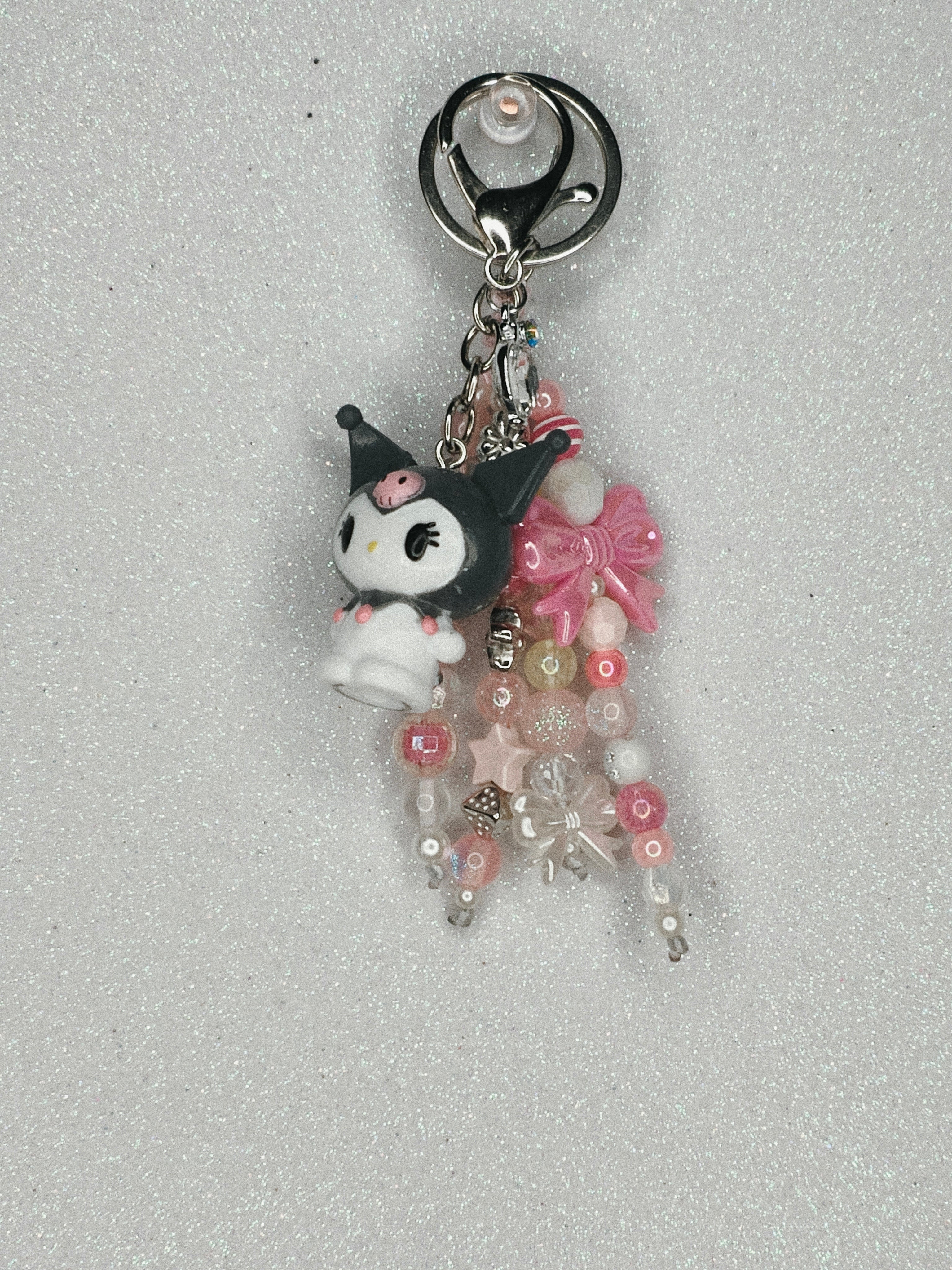 Pink & White Bag Charm/Key Chain