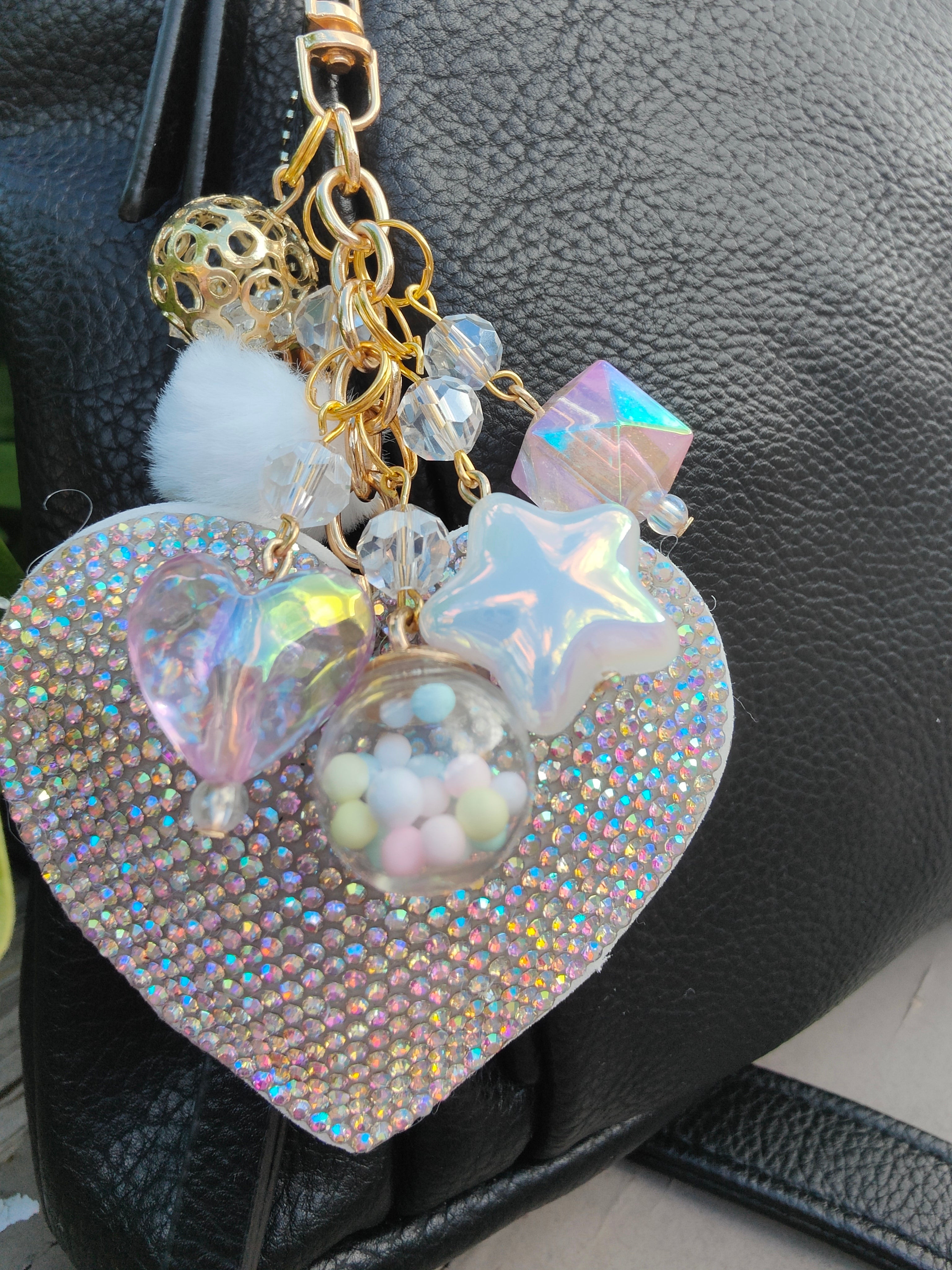Sparkle Heart Bag Charm