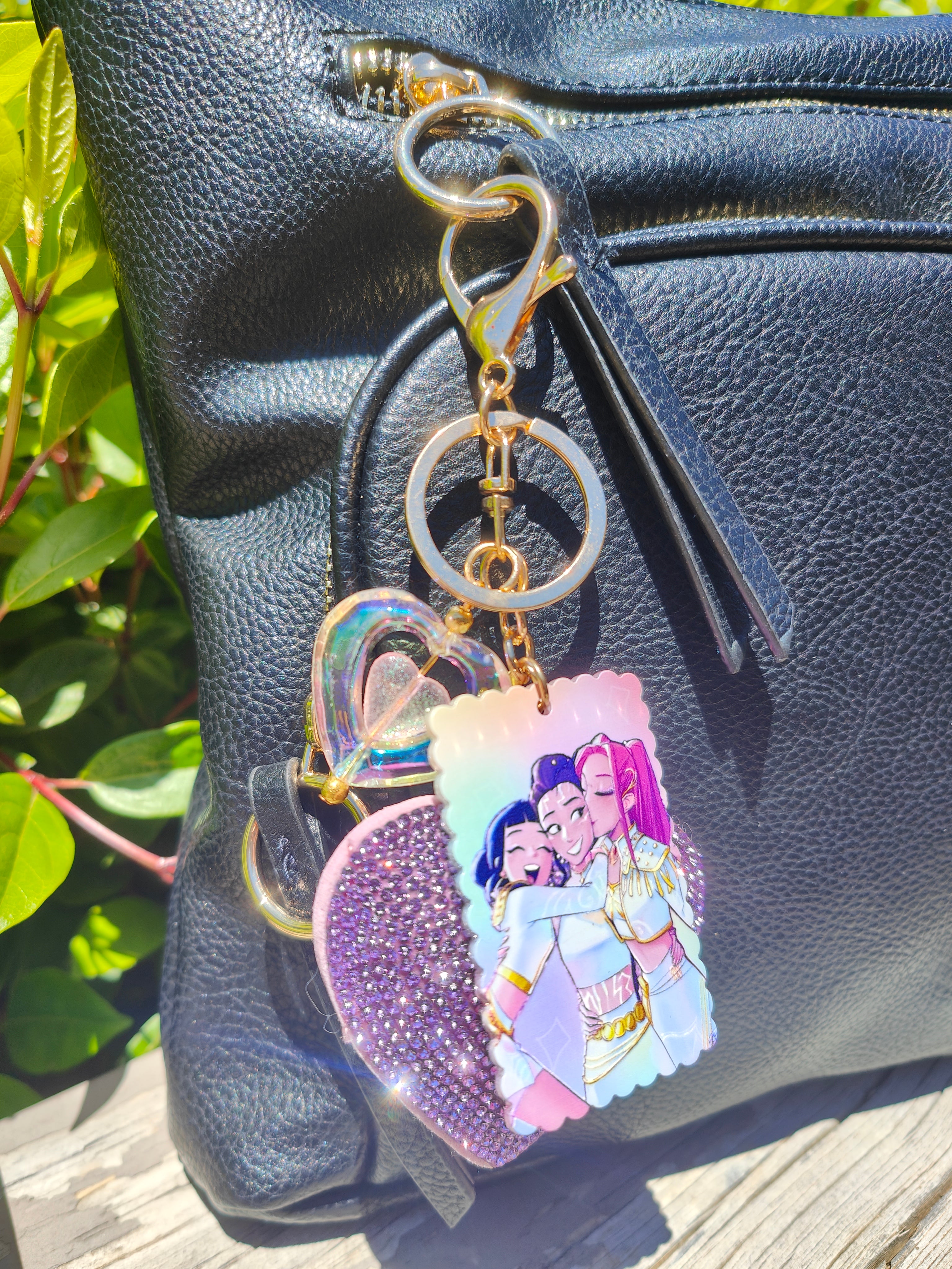 Purple KPop Sparkle Heart Keyring
