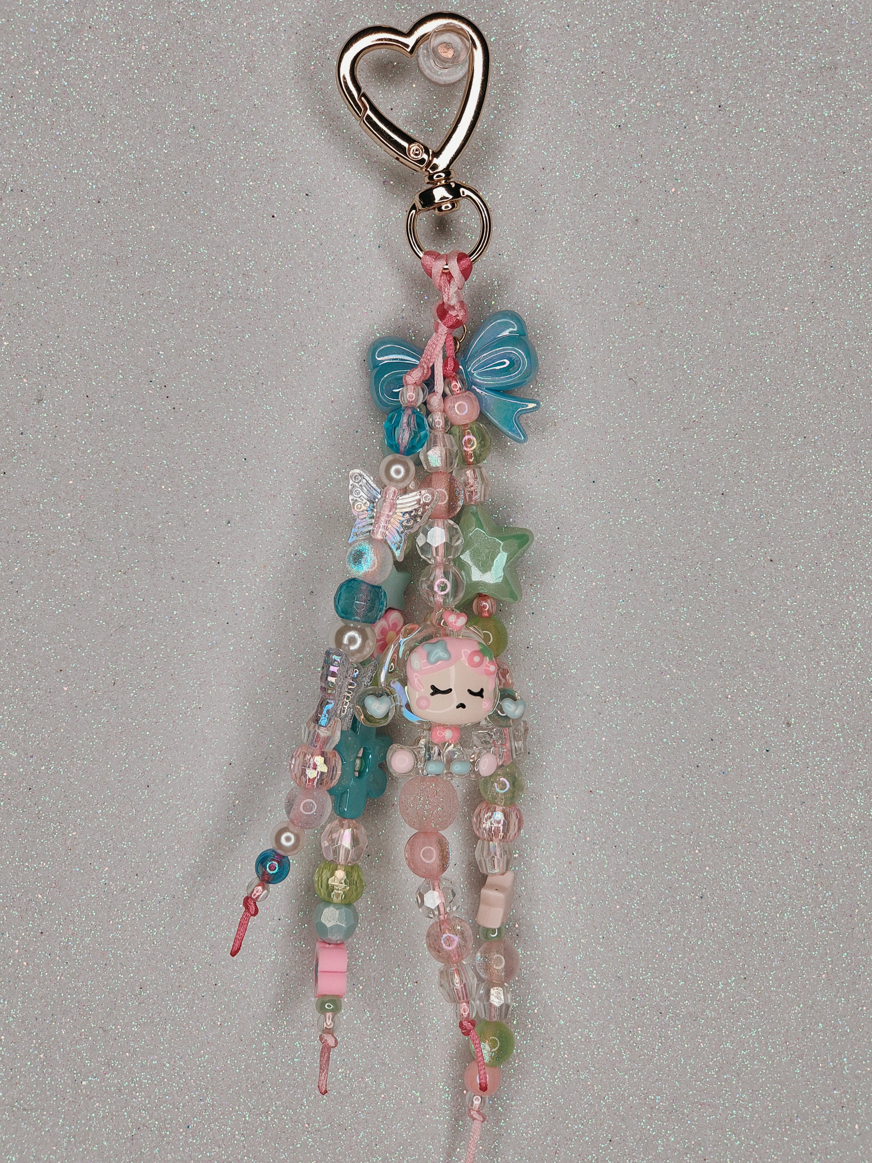 Blue Green Pink Bag Charm